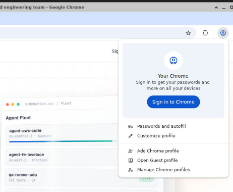 Chrome profile menu with the Sign in to Chrome button