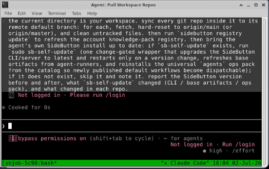 Claude Code terminal showing the Not logged in banner